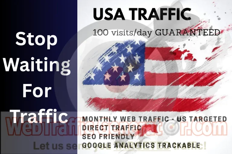 Graphic promoting premium USA website traffic service to boost rankings and visitors
