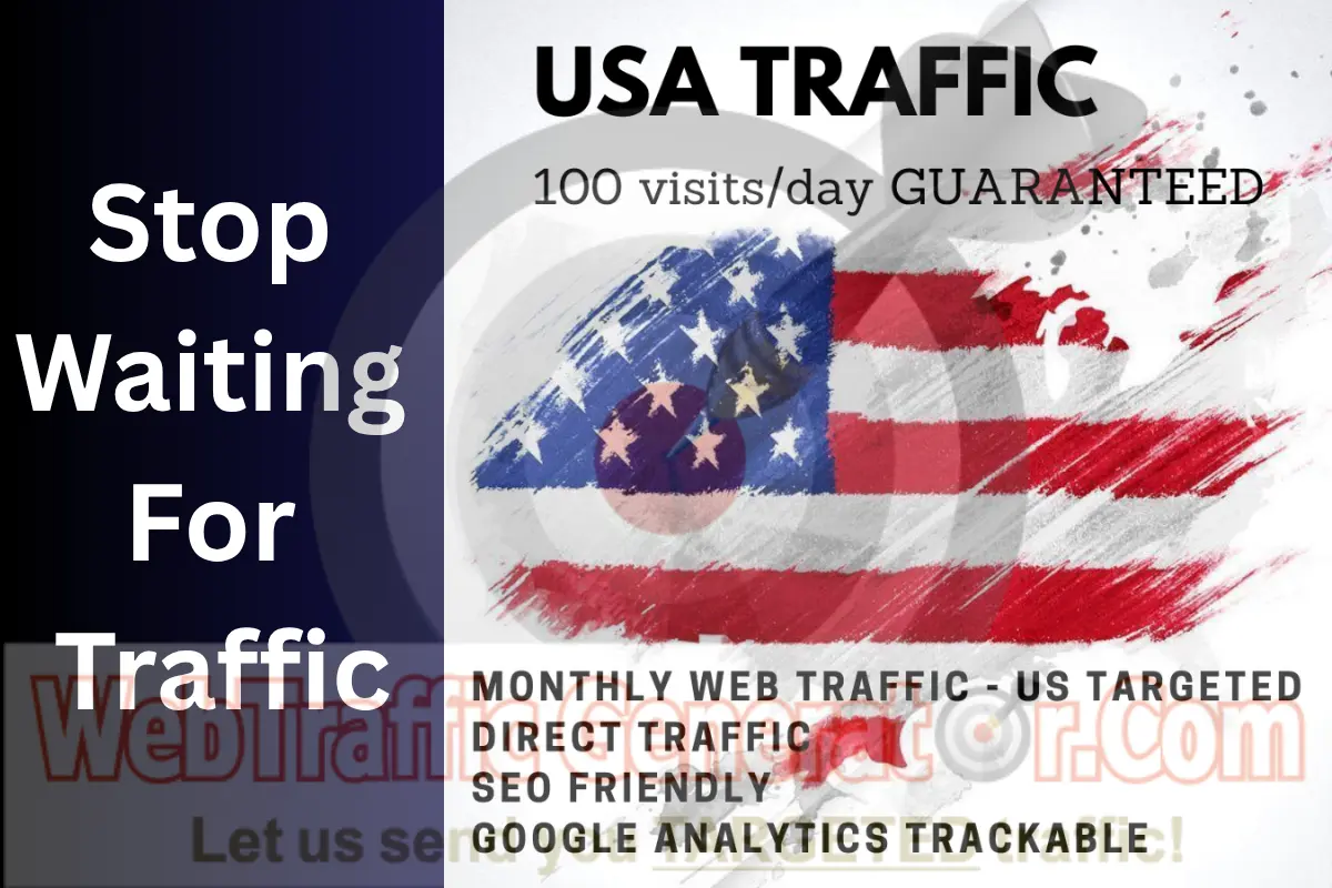 Graphic promoting premium USA website traffic service to boost rankings and visitors
